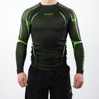 Anaconda Evolution Long Sleeve Rashguard in Black & Green for BJJ