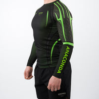 Anaconda Evolution Long Sleeve Rashguard in Black & Green for BJJ