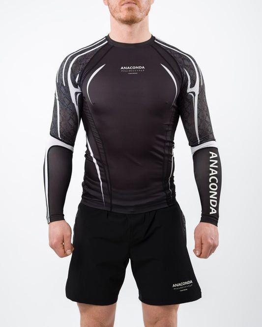 Anaconda Long Sleeve Fighter Rashguard Black White for MMA Training