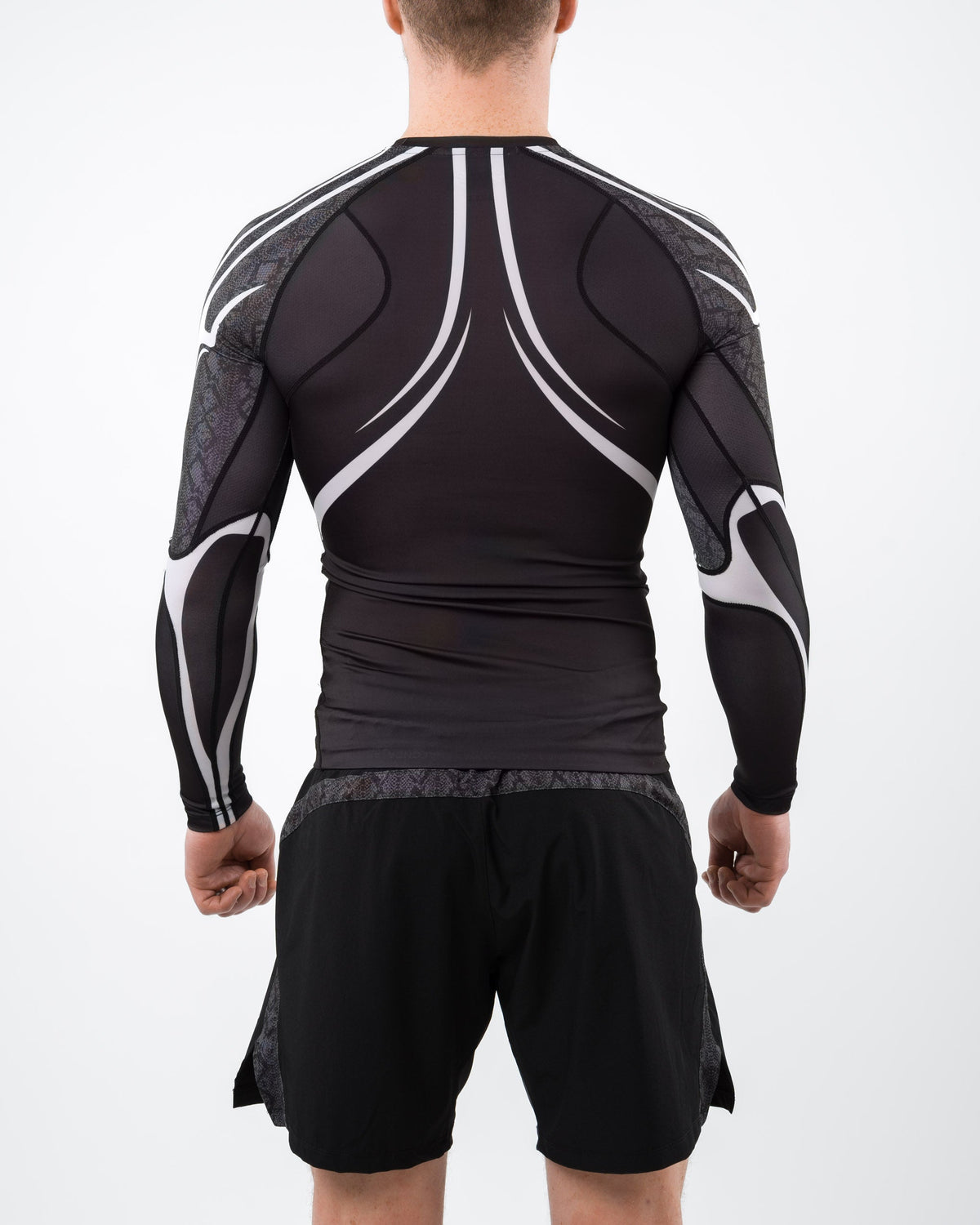 Anaconda Long Sleeve Fighter Rashguard Black White for MMA Training