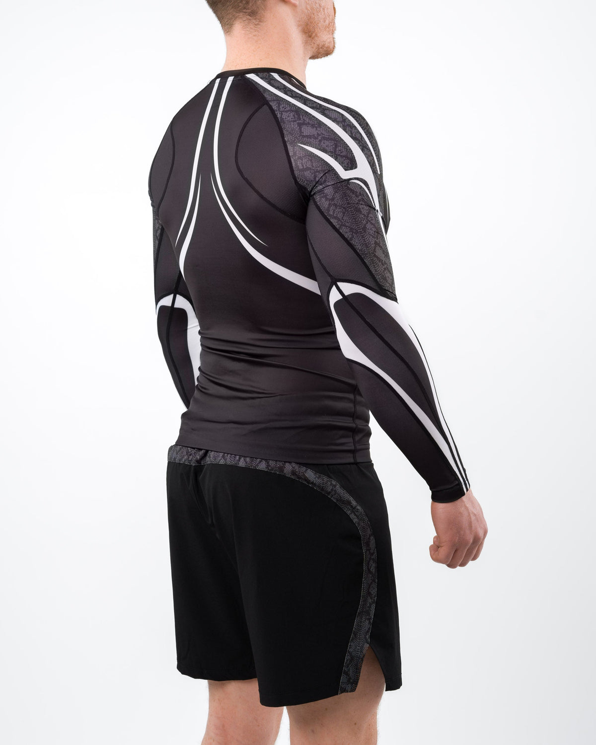 Anaconda Long Sleeve Fighter Rashguard Black White for MMA Training