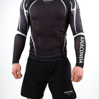 Anaconda Long Sleeve Fighter Rashguard Black White for MMA Training