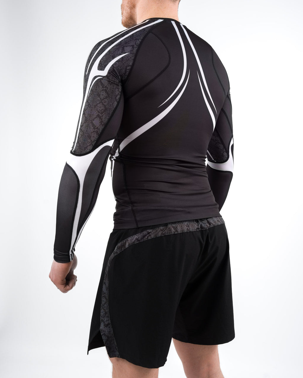 Anaconda Long Sleeve Fighter Rashguard Black White for MMA Training