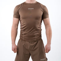 Anaconda Short Sleeve Fighter Rashguard in Brown for MMA Training