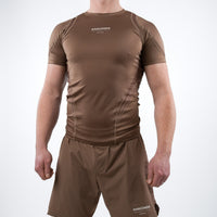 Anaconda Short Sleeve Fighter Rashguard in Brown for MMA Training